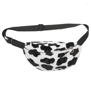 Çanta Yüksek Kaliteli Kadınlar İnek Baskı Peluş Bel Fanny Pack Spor Kemeri Kalça Göğüs Crossbody Omuz Çantası