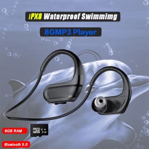 Hörlurar tws simning ipx8 djup dykning vattentät hörlurar bluetooth trådlös hörlurar 8 GB RAM mp3 musikspelare fitness sport headset