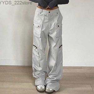 Women's Jeans Street clothing zipper pocket goods Trousers womens casual straight leg denim jeans Harajuku low rise pocket pants set yq240423