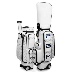 Sacca da golf sacca retrattile a aviazione da golf piegata da golf standard standard donne in pelle di grande capacità golf caddy with wheels