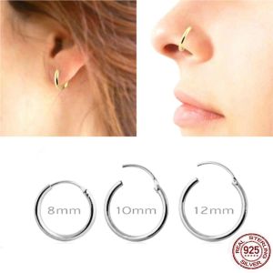 Gioielli 10pcs/lotto 925 Sterling Sterling Segment Anello a telaio Cuciter Settum Cuciter Tragus Piercing auricolare 8mm 10mm 12mm