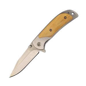 Factory Direct Flipper Pocket Folding Knife 440C Satin Drop Point Blade Steel med trähandtag utomhuscamping Vandring Fiske Survival EDC Knives