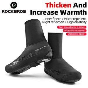 Schuhe Rockbros Winter wasserdichte Fahrradschuhabdeckung reflektierter thermischer Windschutz Sportradschuhschuhabdeckung Radsportüberschuhtuschdecke