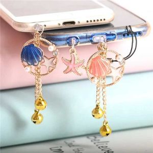 Handy Anti-Dust-Gadgets niedlicher Staubstopfen Charm Kawaii 3,5 mm Kopfhörer Anti-Staubstopfen SeaShell Ocean Handy Ladestaub Staubkappe für iPhone Y240423