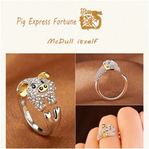 Band Milangirl Luxury Shiny Animal Ring Rabbit/Pig/Dragon/Horse/Monkey/Snake/Sheep/Tiger/Dog/Rat Crystal Rings for Women Girl