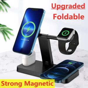 Ładowarki 4 w 1 magnetyczna bezprzewodowa ładowarka stojakowa Szybka stacja ładująca stacja dokująca do iPhone'a 15 14 13 12 Pro Max Apple Watch 8 7 6 5 Airpods