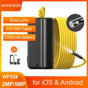 Kameror DepStech Dual Lens 2MP 5MP Wireless Endoscope Camera Snake Inspection Zoomable Camera WiFi Borescope för Android iOS -surfplatta