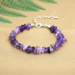 Strands Top Grade Natural Amethyst Beads Bracelets For Women Crystal Chip Stone Bracelet Healing Energy Chakra Bracelet Handmade Jewelry