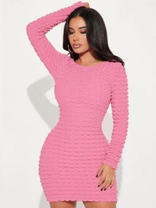 Casual Dresses European And American Socialite Elegant Bubble Plaid Long Sleeve Bottoming Dress Sexy Slim Fit Slimming Short Bodycon