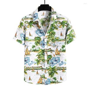 Camicie casual maschile maschi di moda estate camicia quotidiana di albero hawaiano top da spiaggia a maniche corte sciolte per maschio xxxxxxxl