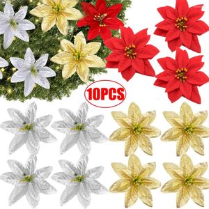 装飾的な花10/1PCSキラキラ人工ベルベット大きなクリスマス装飾