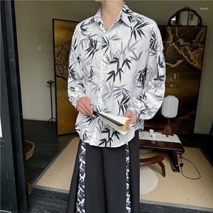 Мужские повседневные рубашки Syuhgfa 2024 Летняя рубашка мужская одежда китайский стиль бамбуковая печать с длинным рукавом.
