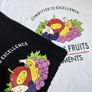 Camisetas masculinas Vetements Cartoon Fruit Impresso Manga curta Verão Novo tamanho de camiseta solta do Hip Hop Crew Neck