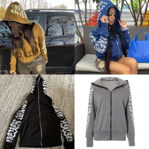 Hoodies Kadın Sweatshirts 2023 Bayanlar Sonbahar Kafası Mektupları Baskı Fermuarı Hoodie Street Giyim Ağı Y2K HARDIGAN GOTIC PUNK GİYİM 230310