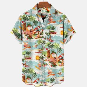 Hawaiian skjortor för män mode bekväm unisex kort ärm toppar strand resor surf casual överdimensionerade mens 240419