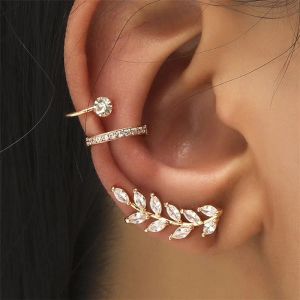 Örhängen wukalo brosk conch falsk utan piercing manschett örhänge öronkuff wrap rock örhänge manschett ingen piercing kvinnor kristallklipp örhängen