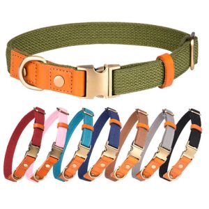 Collars Personalized PU Leather Pet Collar, Padded ID Collars, Metal Buckle, Small, Medium, Large Dogs, Cat Leash Set, Durable, Large