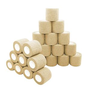 Säkerhet 24 rullar ren färg nonwoven självhäftande bandage sportband finger fogar medicinska första hjälpen kit husdjur veterinär 5 cm*4,5 m