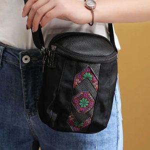 Umhängetaschen Frauenbeutel Mobiltelefon Mini Multi-Layer Messenger gestickt böhmisch ethnische Oxford Leder Bolso Mujer