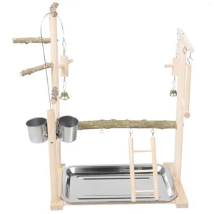 Other Bird Supplies 1 Set Parrot Standing Stick Food Bowl Supporting Rack Swing Ladder Bell