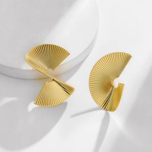 Earrings Retro Punk Style Irregular Spiral Fan Blade Clip Earrings Non Pierced for Women ZA Exaggerated Metal Earrings Clips Jewelry