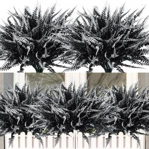 Flores decorativas 4pcs/set samambaia artificial 7 ramo resistente a UV Home office Wedding Faux Greenery Platpl Plants Indoor Outdoor Garden