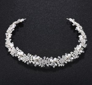 Luxury Clear Crystal Bridal Hair Vine Pearls Wedding Hair Jewelry Accessories Headpiece Women Crowns Pageant JCG0249986290