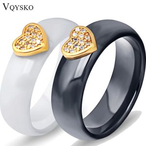 バンドvqyskofashion heart white black ceramic cz zircon wholesale jewelry women's Engagement Promise Promise Wedding Rings for Party