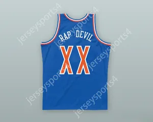 CUSTOM ANY Name Number Mens Youth/Kids MGK XX RAP DEVIL OLD SCHOOL BLUE BASKETBALL JERSEY TOP Stitched S-6XL