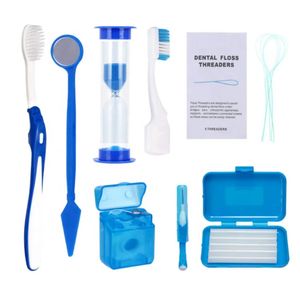 Kieferorthopädische Zahnpflege -Kit Set -Klammern Zahnbürsten falten dentaler Spiegel Interdental Pinsel mit Tragetasche Mundwerkzeuge