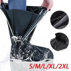 Footwear S2XL High Tube Rain Shoe Covers Hot Sell Creative Waterproof Reusable Motorcycle Cycling Bike Rain Boot Rainproof Shoes Cover