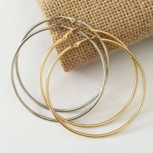 Earrings Fashion Jewelry Round Big Hoop Earrings For Women Men Accessories Ear Ring Gold Silver Color 2.510cm Earring Hooks Couple Gift