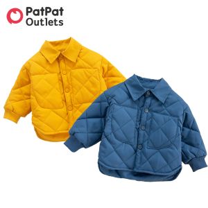 Coats PatPat Winter Kids Coat Baby Boy Clothes Colorblock Solid Thickened Lined Lapel Longsleeve Outwear Jacket for Girls Children