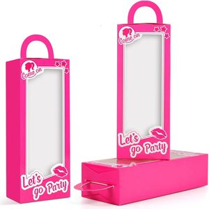 12/50 Pack Pink Doll Party Gunst Geschenkbox Goodie Candy Treat Boxes Bachelorette Geburtstagsfeier Zubehör für Mädchen Frauen 240419