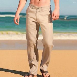 Calça masculina cor sólida de cor sólida perna larga de cintura para uso diário de streetwear mid cintura botão zíper FIXA FIL