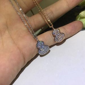 Luxury Qeelin Designer Pendant Necklace Kirin Gourd Full Diamond Necklace Womens High Edition 18k Full Diamond Gourd Necklace Light Luxury Versatile Collar Chain