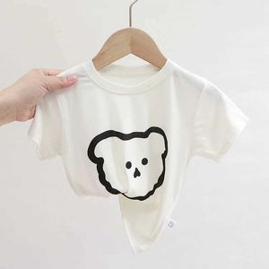Tシャツ夏の赤ちゃんコットン印刷半袖2024キッズガールズボーイズ通気カジュアルファッションガールトップス幼児服H240423