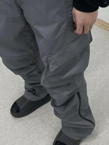 Men's Pants Grailz 23SS Wide Leg Pleated Dimensional Cut Niche Design Nylon Black Grey Loose Zip Pocket Long Trousers