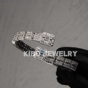 Fine Hip Hop Jewelry Sterling Silver Vvs Baguette Moissanite Diamond Bracelet Bangles