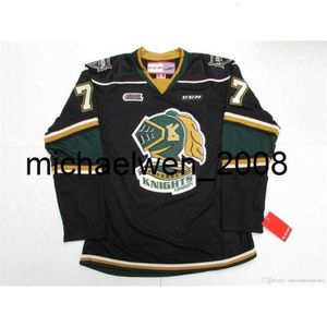 Kob Weng Cheap custom BERUBE #77 LONDON OHL BLACK CCM HOCKEY JERSEY stitch add any number any name Mens Hockey Jersey XS-6XL