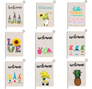 Summer Spring Burlap Garden Flag Animal Welcome Outdoor Yard Flags med högkvalitativ trädgårdsflagga husdekor2628324