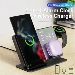 Chargers 3 em 1 carregador sem fio Stand para Samsung Galaxy S23 S22 S21 Estação de Dock de Carregamento Ultra Fast para relógio 5 Pro/5/4 Botões de suporte 2