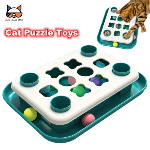 Toys Cat Puzzle Feeder Toy Distribuidor de alimentos lentos com bolas engraçadas Cats Trate o jogo interativo Nível 12 Caixa de tesouro de estimulação mental