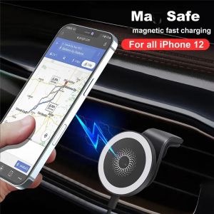 15W Car Wireless Charger Strong Magnetic Car Phone Holder Stand for iPhone 14 13 12 Pro Max Air Vent Fast Car Charging Station LL