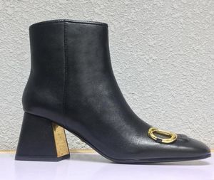 En kaliteli moda lüks topuklu kadınlar boot kare ayak parmakları gerçek deri düğmesi yüksek topuklu kaba topuk 75cm ayakkabı bayan ayakkabı büyük2731318