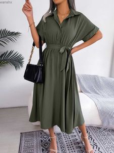 Urbane sexy Kleider Frauen Sommer lässiger kurzärmelige Schlanke Taille Shirt Dressl2404