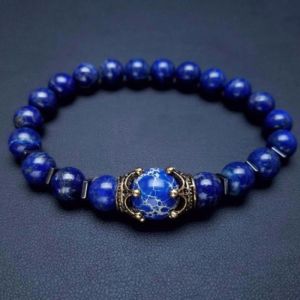 Strähnen Männer Luxuskron Tiger Augenarmband Blue Naturstein Opal Perlen Europäer und Amerikaner Einfacher Perlen Handschmuck