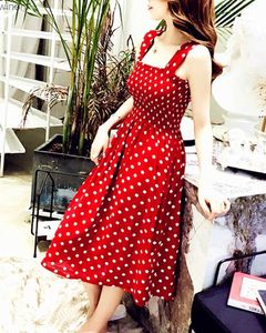 Abiti sexy urbani 2024 Summer Beach Beach Long Vintage Dots Clauffle casual eleganti maxi cinghia camis setosa abito da 5xl vestito vestidos sexy womenl2404