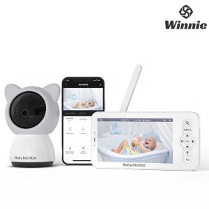 Monitora 5 polegadas de alta desenhação Monitor de bebê WIFI WIFI Câmera de cuidados com a câmera de canção de nágare de farinha de farol de alimentação Twoway Audio Cry Monitor Night Vision