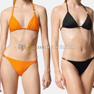 Set di bikini a colori solidi donne da bagno caviglia